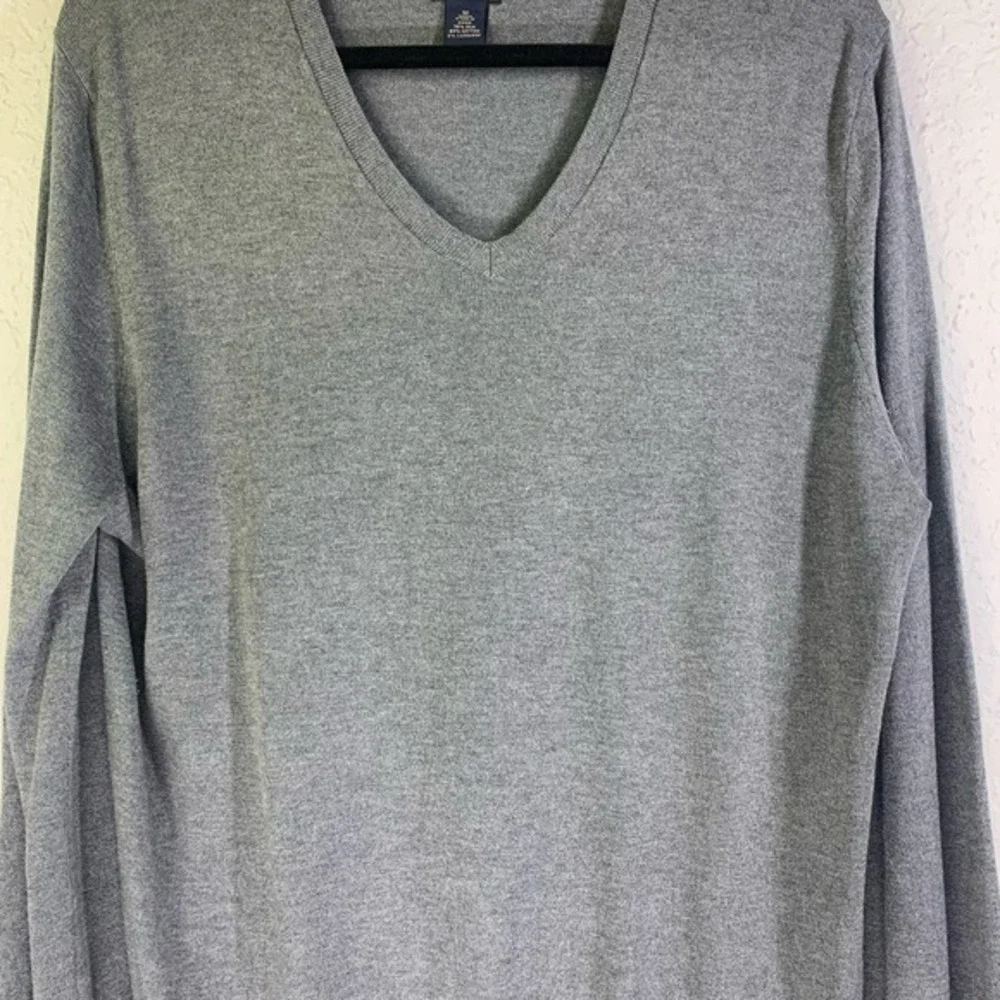 BANANA REPUBLIC Gray Silk Cotton Cashmere V-Neck‎ Sweater